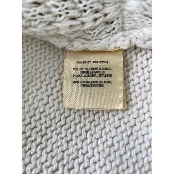 Anthropologie Size S Cream Cotton Silk Blend Fringed Sweater Vest - Picture 5 of 8